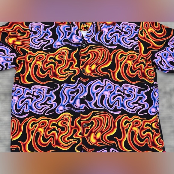 NEW Teddy Fresh Oil Spill Flame Camp Button Up Shirt in Men’s M - Picture 14 of 14